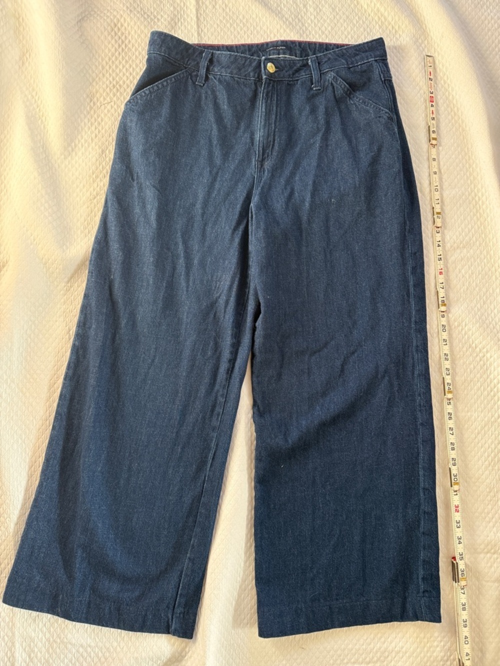 Tommy Hilfiger Women’s Wide Leg Dark Denim Jeans Size 12 W31 inseam 28”